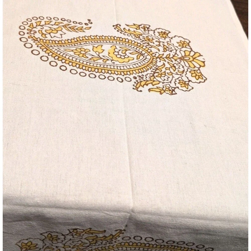​Modern Boho Table Runner Mustard Yellow Hand Stamped Block Eccentric Decor Gift